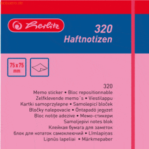 Herlitz Haftnotizen 75x75mm VE=400 Blatt intensivfarben (pink