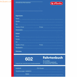 4 x Herlitz Formularbuch Fahrtenbuch A5 602 32 Blatt
