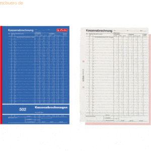 5 x Herlitz Formularbuch Kassenabrechnung A4 502 2x50 Blatt