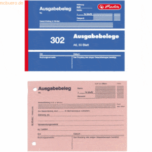 5 x Herlitz Formularbuch Ausgabebeleg A6 302 50 Blatt