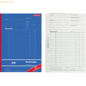 3 x Herlitz Formularbuch Rechnung A4 306 2x40 Blatt selbstdurchschreib