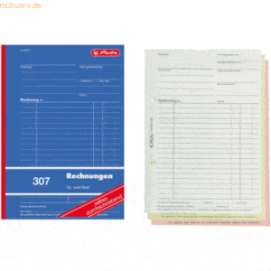 5 x Herlitz Formularbuch Rechnung A5 307 3x40 Blatt selbstdurchschreib