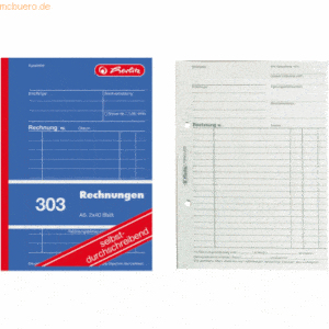 5 x Herlitz Formularbuch Rechnung A6 303 2x40 Blatt selbstdurchschreib