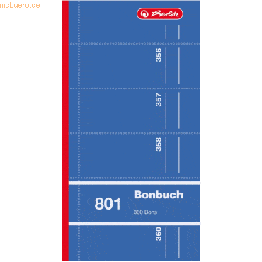 5 x Herlitz Bonbuch 801 360 Abrisse farbig sortiert