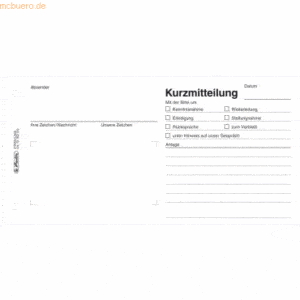 5 x Herlitz Formularbuch Kurzmitteilung 21x10