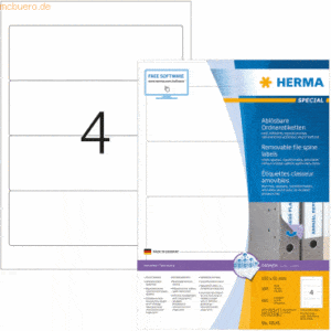 HERMA Ordneretiketten weiß Movables/ablösbar 192x61mm Special A4 VE=40