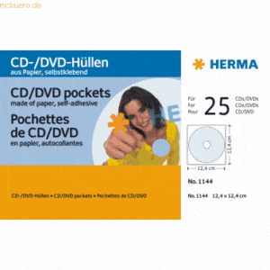 HERMA CD-Papierhüllen mit Klebefläche 124x124mm weiß VE=25 Stück