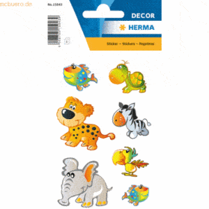 10 x HERMA Schmucketikett Decor Tierkinder 3 Blatt