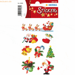 10 x HERMA Schmucketikett Decor Weihnachten Santa Claus 3 Blatt
