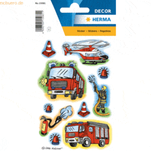 10 x HERMA Schmucketikett Decor Feuerwehr 3 Blatt