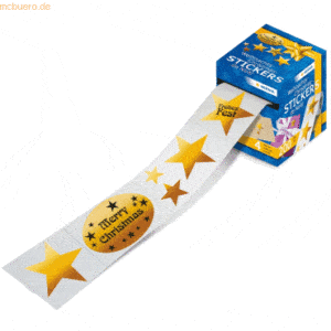 Herma Weihnachtssticker Sterne bedruckt Goldfolie VE=200 Sticker