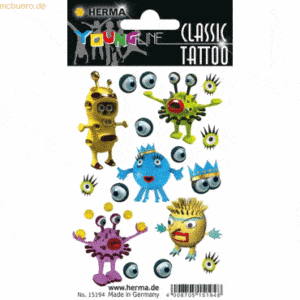 10 x HERMA Schmucketiketten Classic Tattoo YoungLine Monster WG