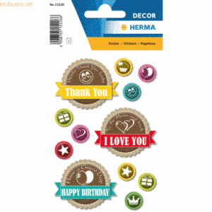 10 x HERMA Sticker Decor Happy Day VE=3 Blatt