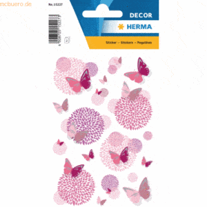 10 x HERMA Sticker Decor Schmetterlingsblume Silberprägung VE=2 Blatt