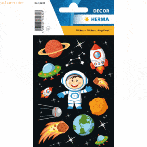 10 x HERMA Schmucketikett Decor Der kleine Astronaut 1 Blatt