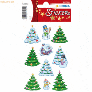 10 x HERMA Schmucketikett Decor Weihnachtswinterwald 3 Blatt