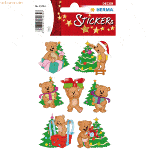 10 x HERMA Schmucketikett Decor Weihnachtsbären 3 Blatt