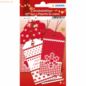 5 x HERMA Geschenkanhänger Weihnachten White Christmas 8x4cm VE=6 Stüc