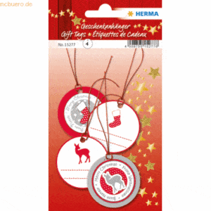 5 x HERMA Geschenkanhänger 3D Weihnachten 5cm rot VE=6 Stück