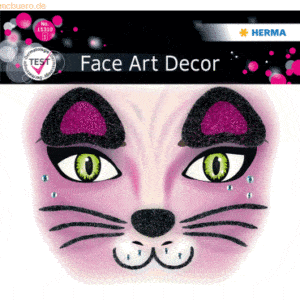 5 x Herma Sticker Face Art Pink Cat 1 Blatt