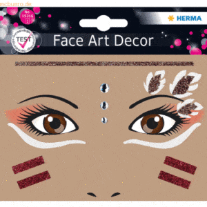 5 x HERMA Schmucketiketten Face Art Sticker Indianer Art Decor