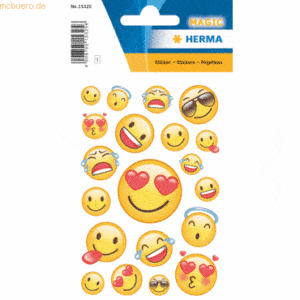 10 x HERMA Schmucketikett Magic Happy Smile Transpuffy 1 Blatt