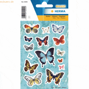 10 x HERMA Schmucketikett Magic Schmetterlingsflug Folie 1 Blatt