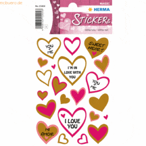 10 x HERMA Schmucketikett Magic Love Folie beglimmert 1 Blatt