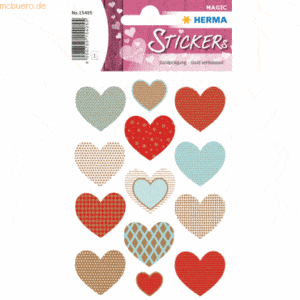 10 x HERMA Schmucketikett Magic Golden Heart Goldprägung 1 Blatt