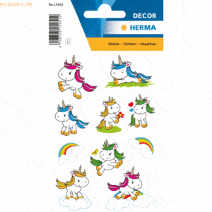 10 x HERMA Schmucketikett Decor Baby Einhorn Beglimmert