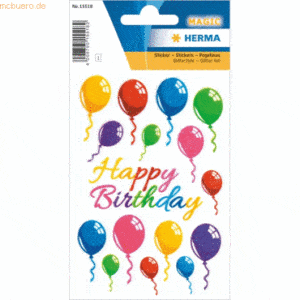 10 x Herma Sticker Bunte Luftballon mit glänzendem Glitter