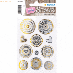 10 x HERMA Sticker Mandala Gold- und Silberfolie