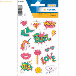10 x HERMA Sticker Trendy Patches bunte Transpuffy-Sticker