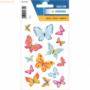 10 x HERMA Sticker Schmetterlingszeit mit feinem Glitter
