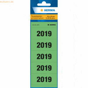 10 x HERMA Inhaltsschild Jahreszahlen 2019 grün VE=100 Stück