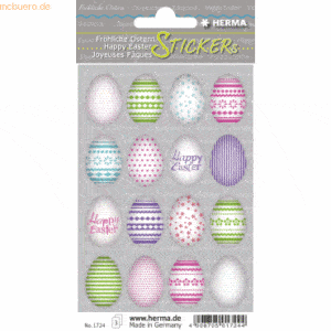 10 x HERMA Sticker Decor Happy Easter Bunte Eier VE=3 Blatt