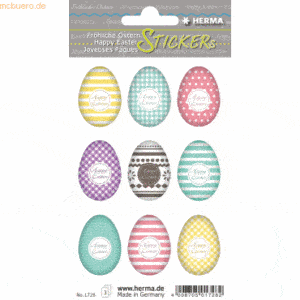 10 x HERMA Sticker Decor Happy Easter Eierset Bunt VE=3 Blatt