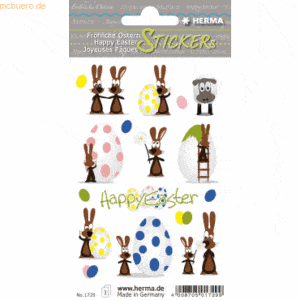 10 x HERMA Sticker Decor Happy Easter Hasenparty VE=3 Blatt