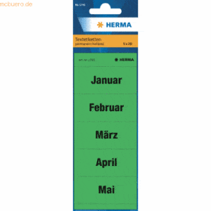 HERMA Inhaltsschild für Ordnerrücken Monate sortiert grün VE=100 Etike