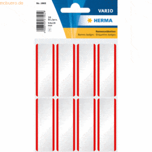 10 x HERMA Namensetiketten Acetat-Seide 54x19mm weiß/rot VE=16 Stück