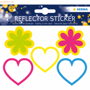 5 x HERMA Reflektorsticker Herzen + Blumen