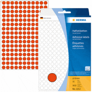 HERMA Vielzweck-Etiketten 8mm rot VE=5632 Stück