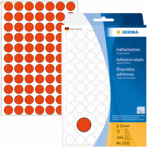 HERMA Vielzweck-Etiketten 13mm rot VE=2464 Stück