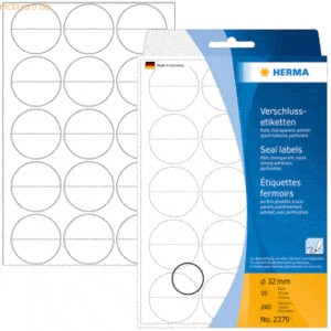 HERMA Verschlussetiketten 32 mm transparent extrem stark haftend Folie