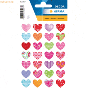 10 x HERMA Sticker Decor Bunte Herzen VE=3 Blatt