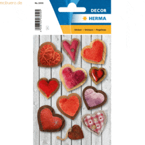 10 x HERMA Sticker Decor Flauschige Herzen VE=3 Blatt