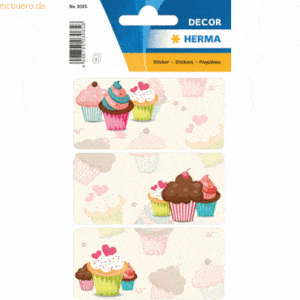 10 x HERMA Schmucketikett Decor Cupcakes 3 Blatt