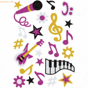 10 x HERMA Sticker Magic Musik Glittery VE=1 Blatt