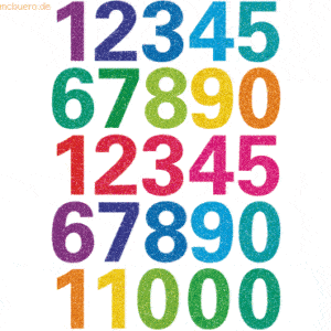 10 x HERMA Sticker Magic Zahlen Glittery VE=1 Blatt