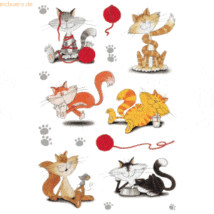 10 x HERMA Schmucketiketten Decor Lustige Katzen beglimmert VE=2 Blatt